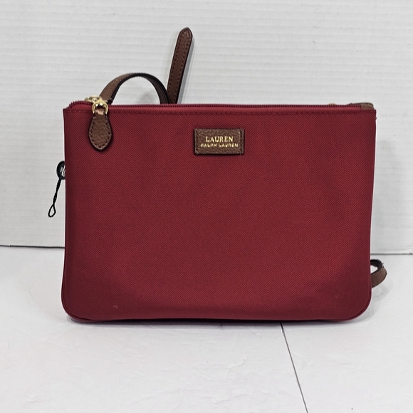 Lauren Ralph Lauren Handbags - Lauren Ralph Lauren Plain Red Zip Crossbody Clutch Bag Case Pouch